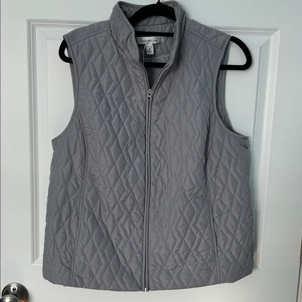 Croft & Barrow Gray Quilted Vest Petite XL | Gray Quilted Vest | Gray Vest |